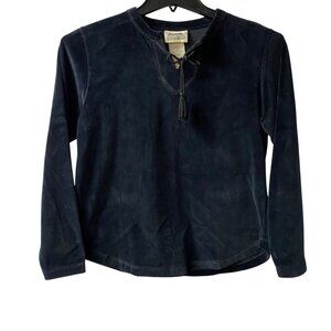 Northern Reflections Velour Black Long Sleeve Cotton/Polyester Top S/P